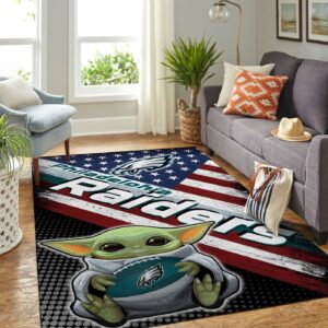 Philadelphia Eagles Nfl Team Logo Baby Yoda Us Style Nice Gift Home Decor Rectangle Area Rug
