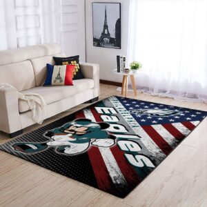 Philadelphia Eagles Nfl Team Logo Mickey Us Style Nice Gift Home Decor Rectangle Area Rug
