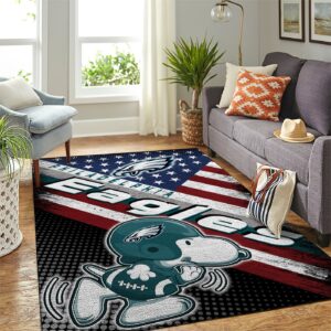 Philadelphia Eagles Nfl Team Logo Snoopy Us Style Nice Gift Home Decor Rectangle Area Rug