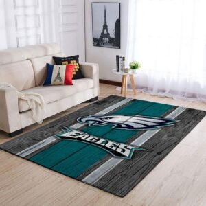 Philadelphia Eagles Nfl Team Logo Wooden Style Style Nice Gift Home Decor Rectangle Area Rug