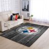Pittsburgh Steelers Nfl Team Logo Grey Wooden Style Style Nice Gift Home Decor Rectangle Area Rug