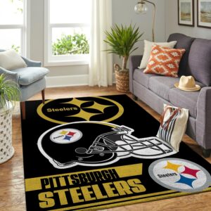 Pittsburgh Steelers Nfl Team Logo Helmet Nice Gift Home Decor Rectangle Area Rug