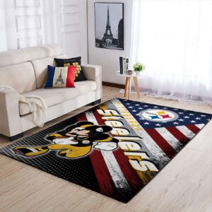 Pittsburgh Steelers Nfl Team Logo Mickey Us Style Nice Gift Home Decor Rectangle Area Rug