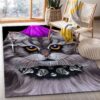 Punk Rock Cat With Mohawk Area Rug For Christmas Bedroom Home US Decor