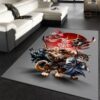 Samurai Cat In Edo Japan Area Rug Living room and bedroom Rug US Gift Decor