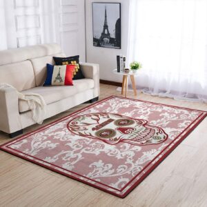 San Francisco 49ers Nfl Team Logo Skull Flower Style Nice Gift Home Decor Rectangle Area Rug