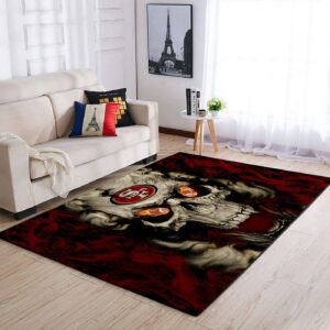 San Francisco 49ers Nfl Team Logo Skull Style Nice Gift Home Decor Rectangle Area Rug