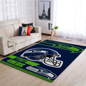 Seattle Seahawks Nfl Team Logo Helmet Nice Gift Home Decor Rectangle Area Rug