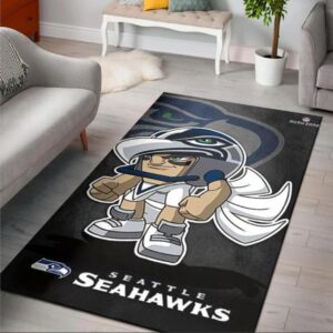 Seattle Seahawks Rusher Nfl Rush Zone Character Area Rug Rugs For Living Room Rug Home Decor