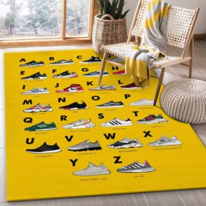 Sneakers Alphabet Area Rug Living Room Rug Home US Decor