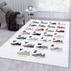 Sneakers Alphabet White Area Rug For Christmas Bedroom Rug Home US Decor