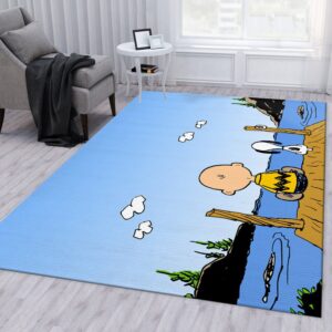 Snoopy And Charlie Brown Area Rug Bedroom Rug Family Gift US Decor