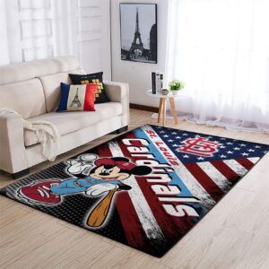 St Louis Cardinals Mlb Team Logo Mickey Us Style Nice Gift Home Decor Rectangle Area Rug