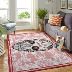 Tampa Bay Buccaneers Nfl Team Logo Skull Flower Style Nice Gift Home Decor Rectangle Area Rug