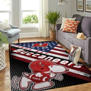 Tampa Bay Buccaneers Nfl Team Logo Snoopy Us Style Nice Gift Home Decor Rectangle Area Rug