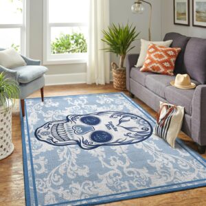 Tampa Bay Rays Mlb Team Logo Skull Style Nice Gift Home Decor Rectangle Area Rug