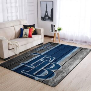 Tampa Bay Rays Mlb Team Logo Wooden Style Style Nice Gift Home Decor Rectangle Area Rug