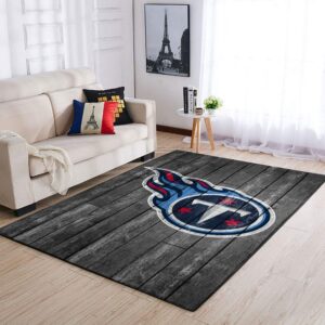 Tennessee Titans Nfl Team Logo Grey Wooden Style Style Nice Gift Home Decor Rectangle Area Rug