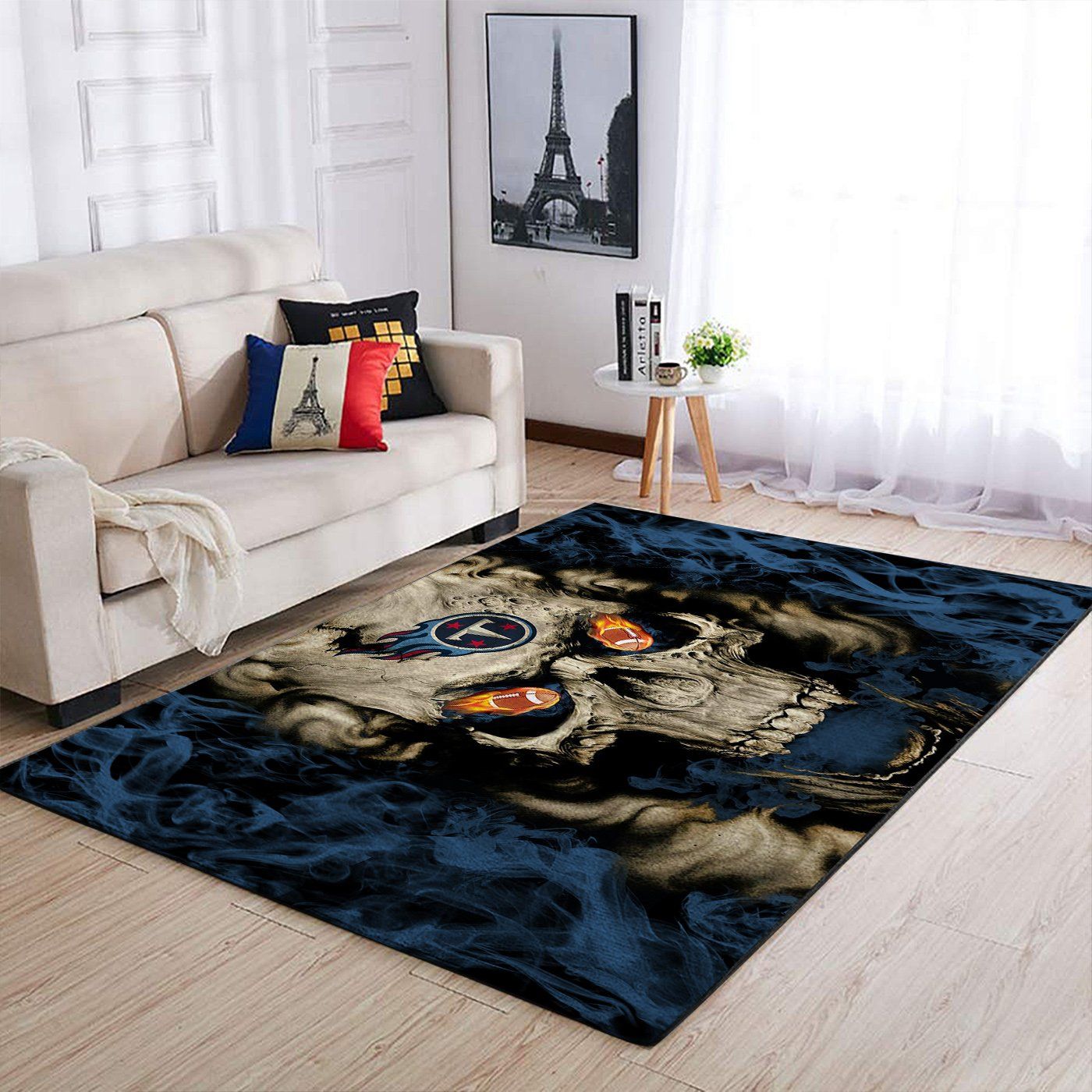 Tennessee Titans Nfl Team Logo Skull Style Nice Gift Home Decor Rectangle Area Rug