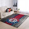 Texas Rangers Mlb Team Logo Wooden Style Style Nice Gift Home Decor Rectangle Area Rug