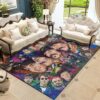 The Beatles Members Faces Through Time Colorful Drawing Living Room Area Rug Carpet