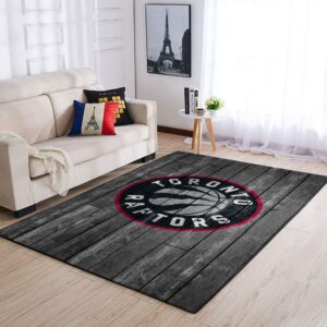 Toronto Raptors Nba Team Logo Grey Wooden Style Nice Gift Home Decor Rectangle Area Rug