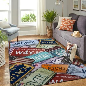 United States License Plates Area Rug Rugs For Living Room Rug Home Decor