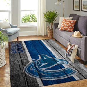 Vancouver Canucks Nhl Team Logo Wooden Style Nice Gift Home Decor Rectangle Area Rug