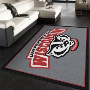Wisconsin University Team Spirit Rug NCAA Area Rug