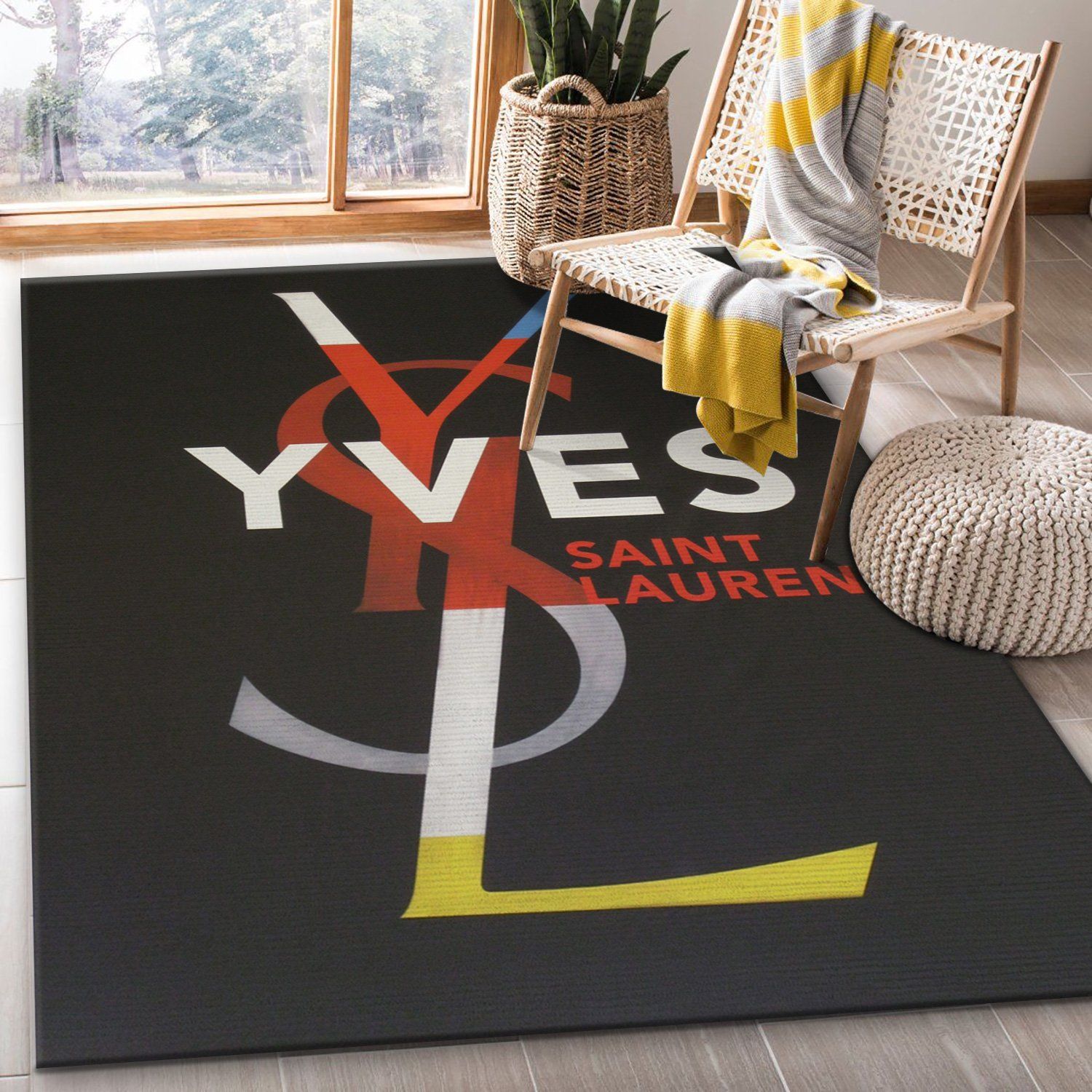 Yves Saint Laurent V2 Area Rug Bedroom Rug Christmas Gift US Decor