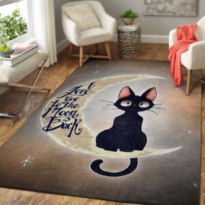 Animal Print "I Love U To The Moon and Back" Cat Area Rug FT83299 Rug Carpet