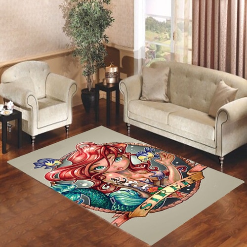 Ariel Little Mermaid Tattoo Living room carpet rugs