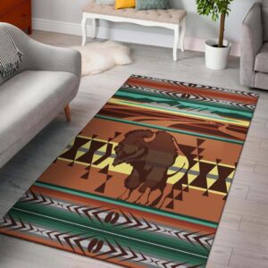 Bison Native American Symbol Area Rug Carpet