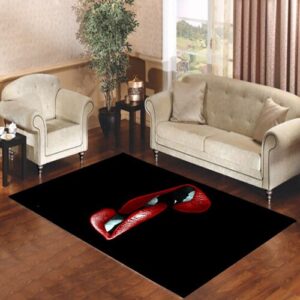 Bite Me   red lips black cool sexy Living room carpet rugs