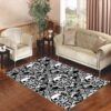Black Damask Skull Pattern Living room carpet rugs