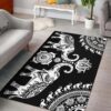 Black Elephant Mandala Area Rug Carpet Carpets