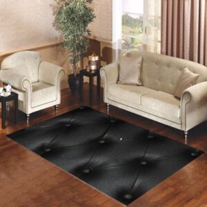 Black Leather Buttoned pattern printed Living room carpet rugs