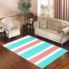 Blue Coral Colorblock Stripe Living room carpet rugs