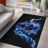 Blue Flaming Skull Area Rug Carpet Carpets