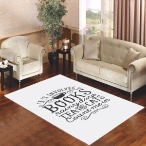 Books and Cats and Tea Quotes Living room carpet rugs