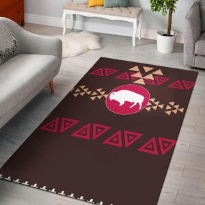 Brown Bison Native American Area Rug Carpet