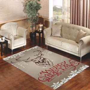 CHRISTMAS CARD DEER SNOWFLAKES Living room carpet rugs