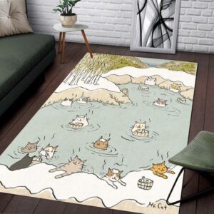 Cats With Onsen Rectangle Rug