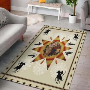 Chief & Warriors Native American Area Rug Carpet