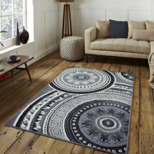 Circle Pattern Grey Rug Carpet
