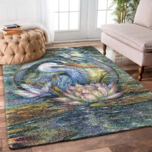 Crane Bird Lotus Rug Carpet