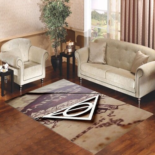 DEATHLY HALLOWS SYMBOL AND MARAUDERS MAP HARRY POTTER Living room carpet rugs