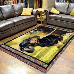 Dachshund Butterfly Area Rug Carpet