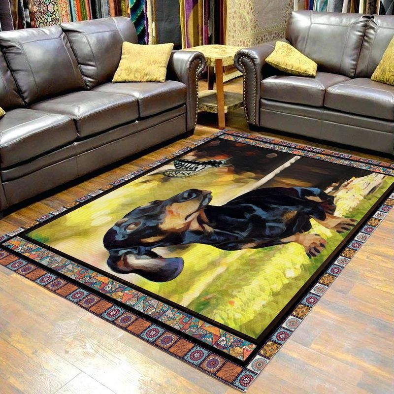 Dachshund Butterfly Area Rug Carpet