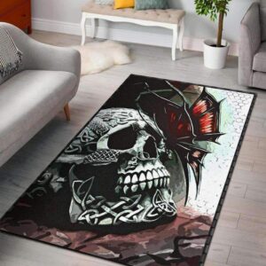 "Deathly Wings" Premium Skull Area Rug Carpet